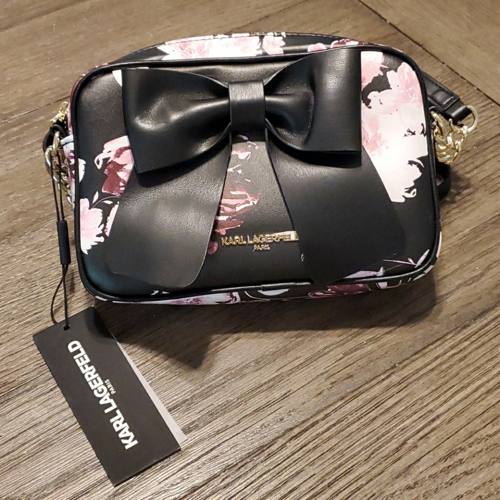 Karl Lagerfeld Paris Small Crossbody Floral Berry
